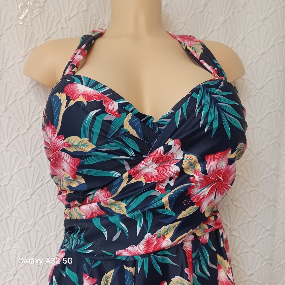 Cocopear Size XL Floral Woman Swim Dress - Pink and Blue - Picture 4 of 14